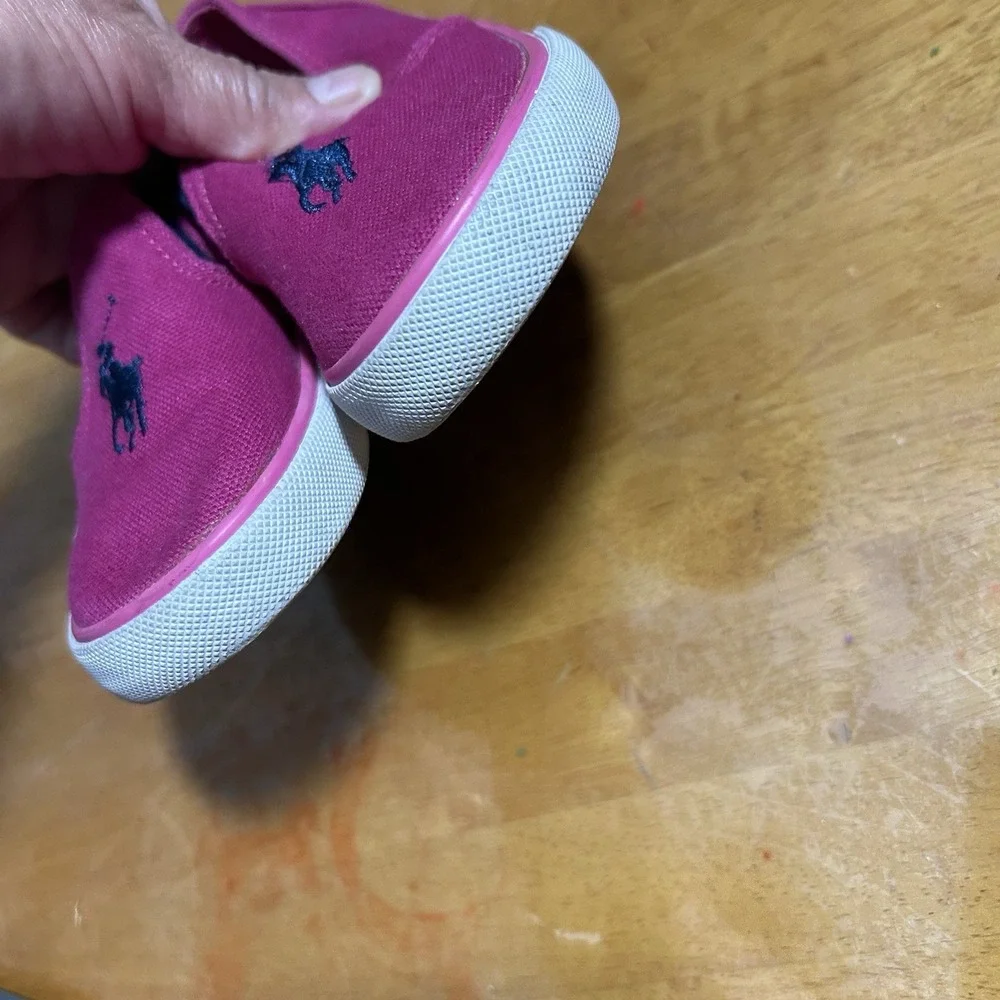 Ralph Lauren Girls Pink Canvas Slip-On Sneakers (Size US 7.5 Toddler)